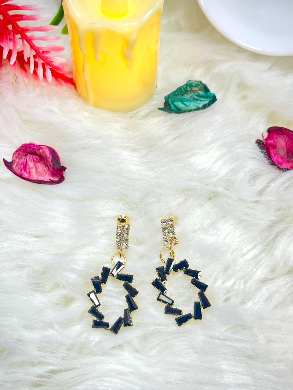 Black Pearl Snake Drop Earrings