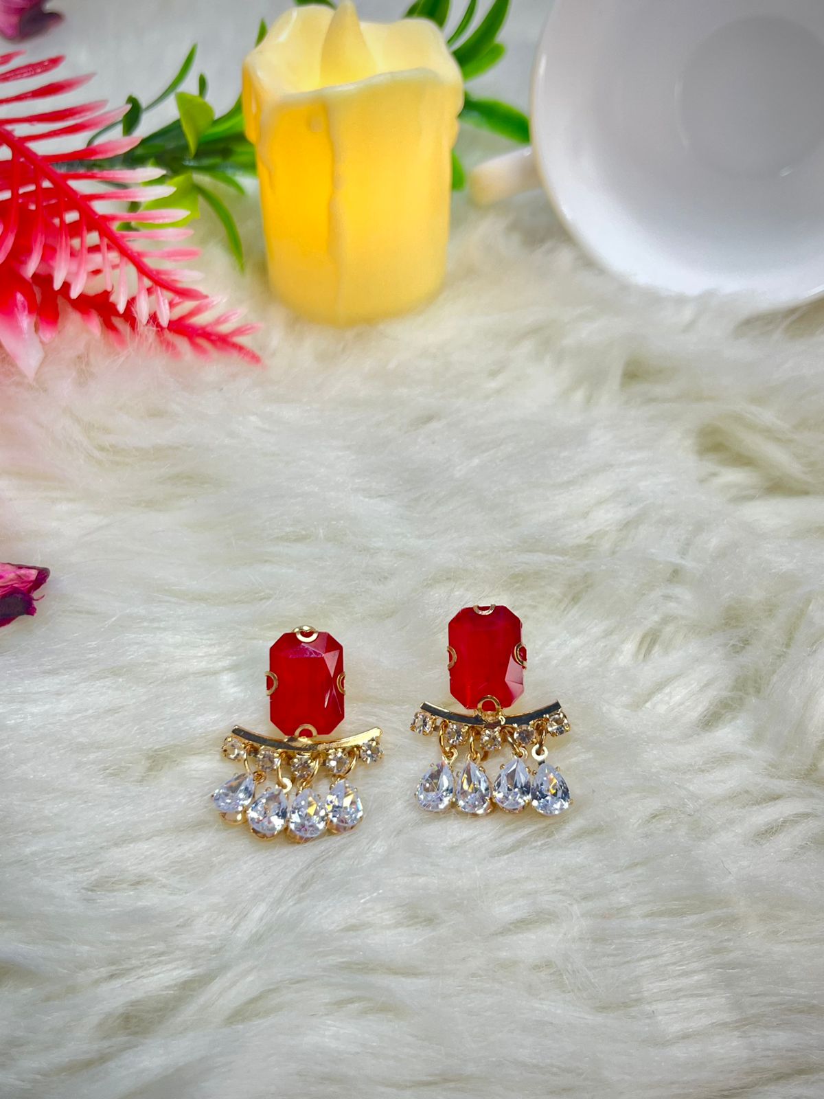 Scarlet Red Dangling Earrings