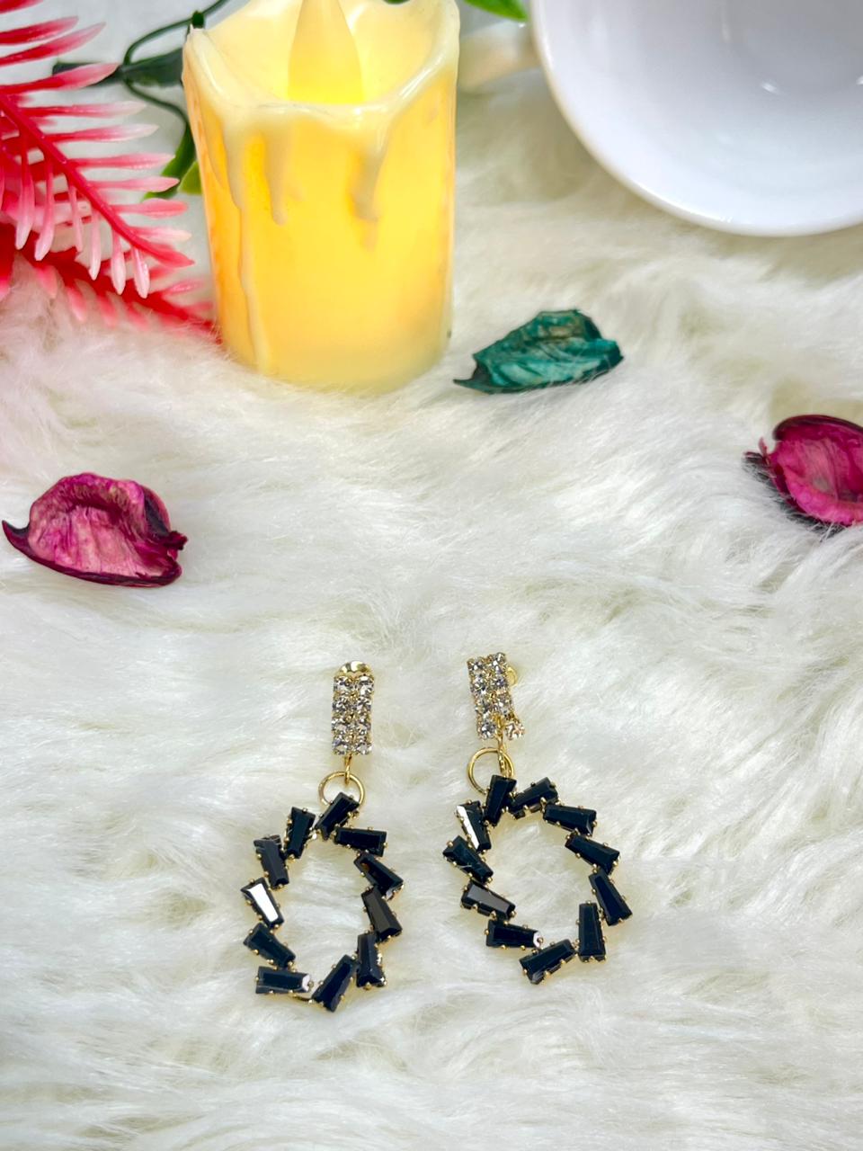 Black Pearl Snake Drop Earrings