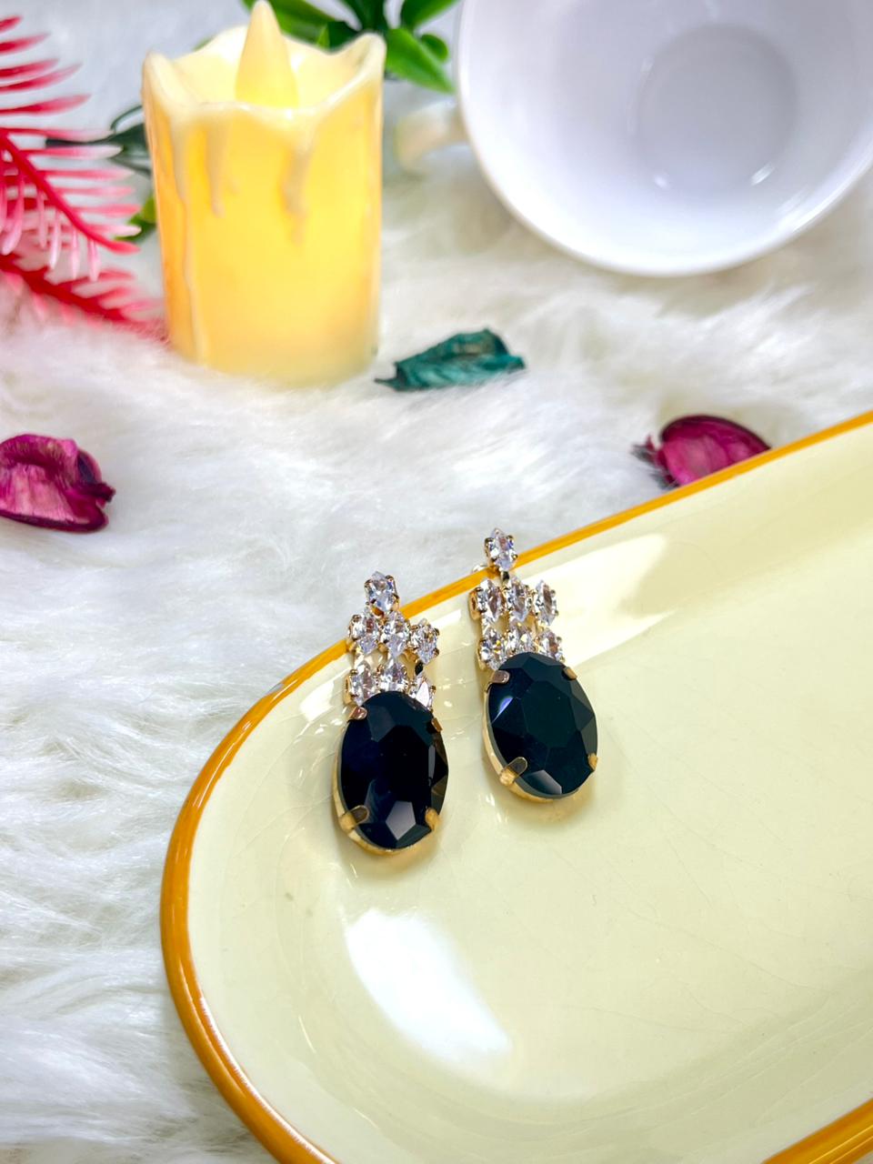 Classic Black Stone Earrings