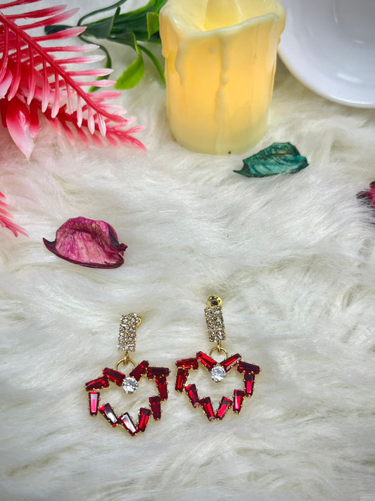 Red Glow Pearl Drop Earrings