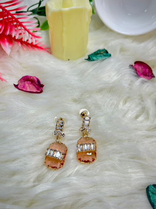 Crystal Orange Pearl Earrings