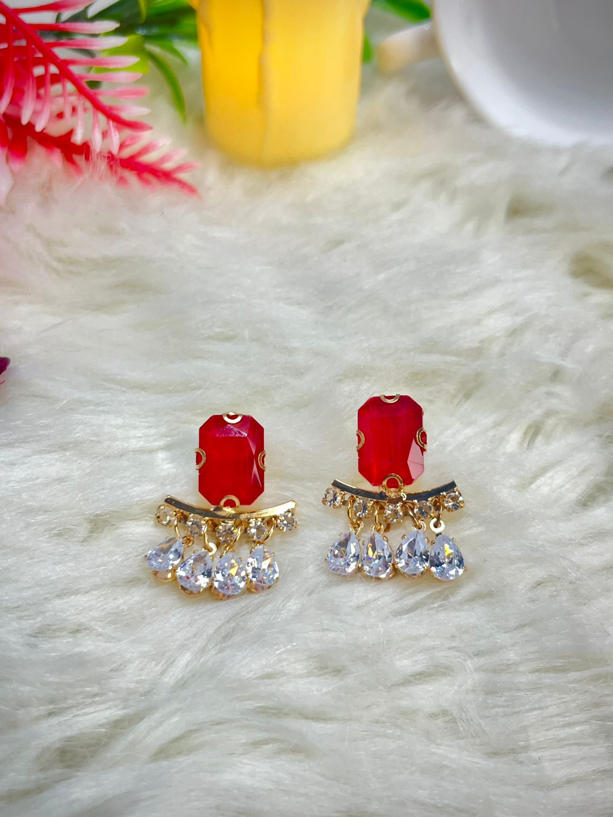 Scarlet Red Dangling Earrings