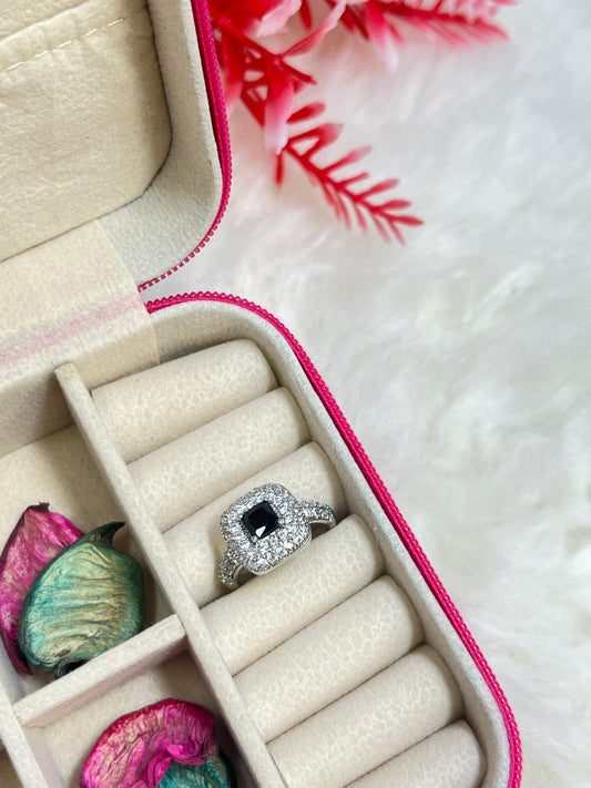 White Crystal Adjustable Ring