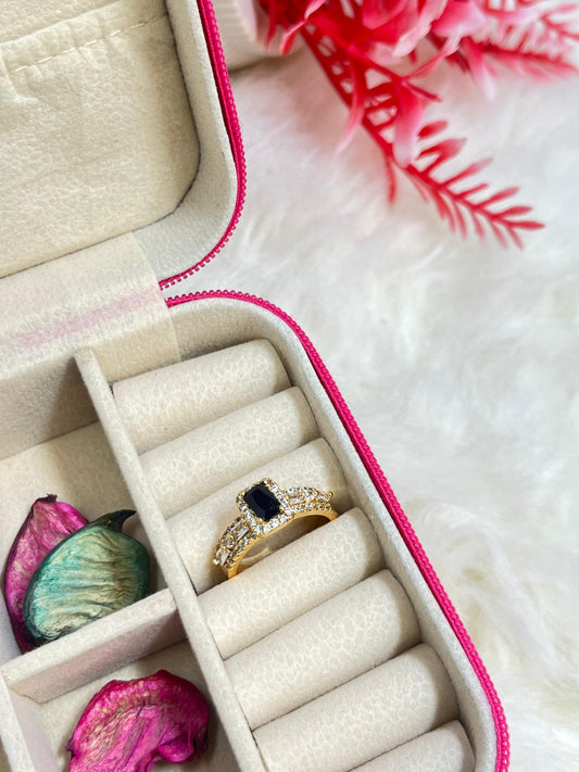 Golden Square Stone Ring