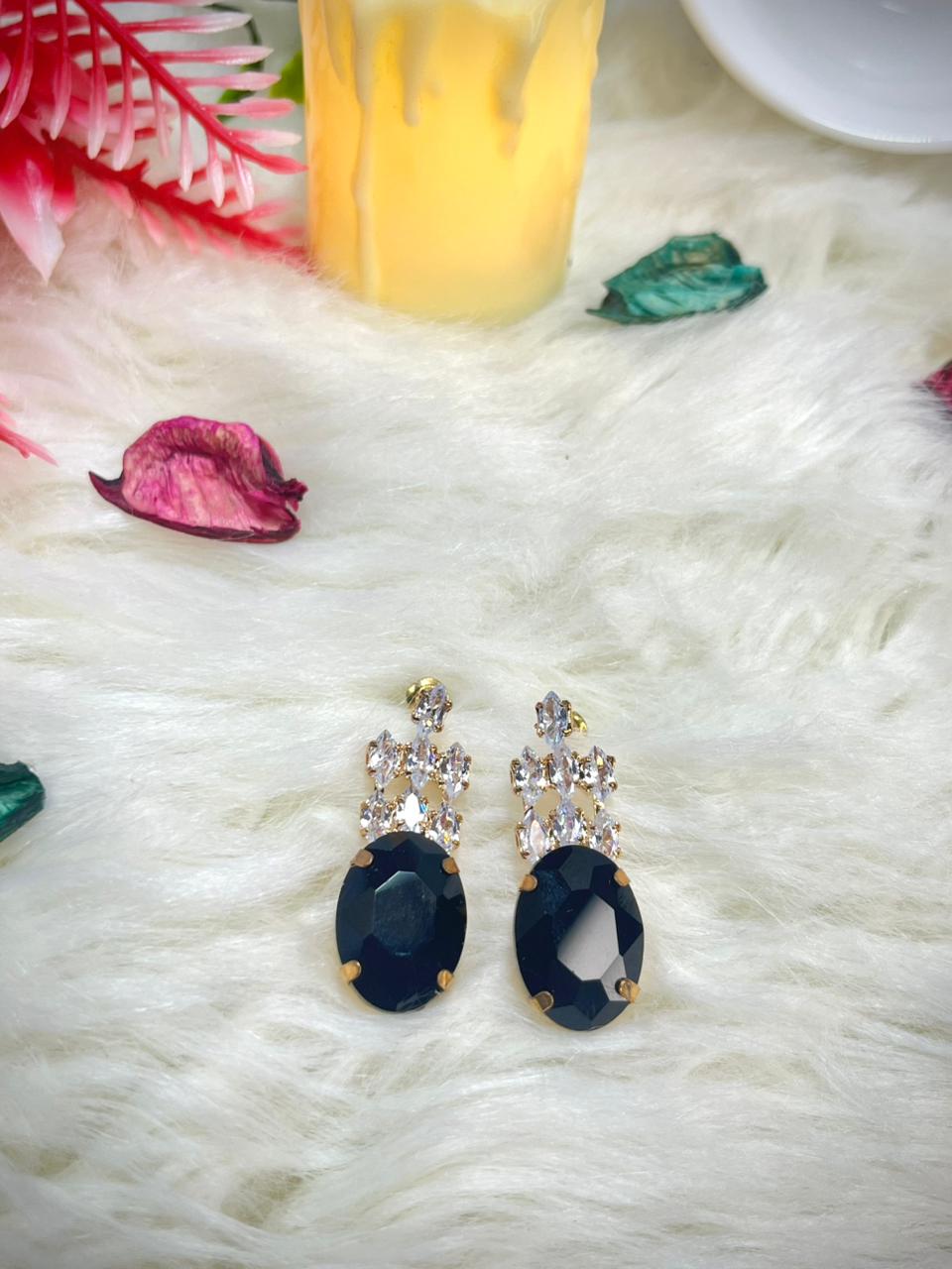 Classic Black Stone Earrings