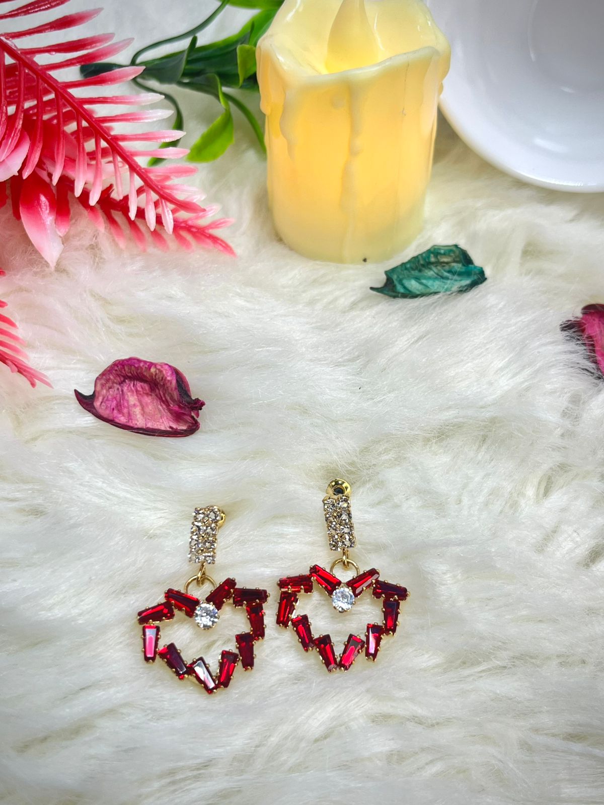 Red Glow Pearl Drop Earrings